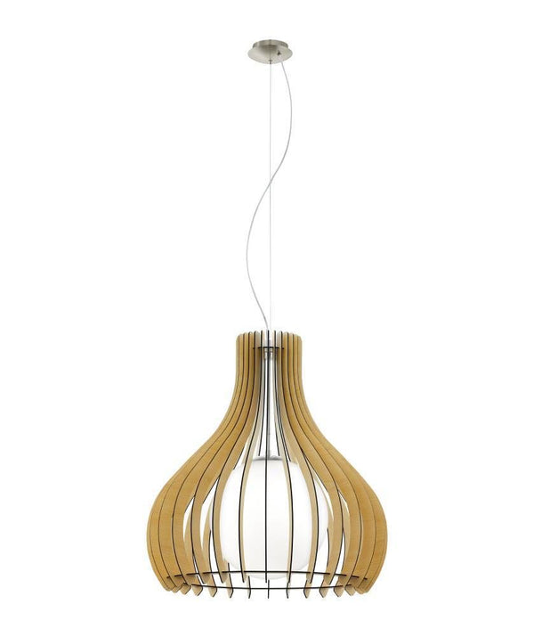 Suspension Tindori nickel satiné et blanche, Ø 60 cm