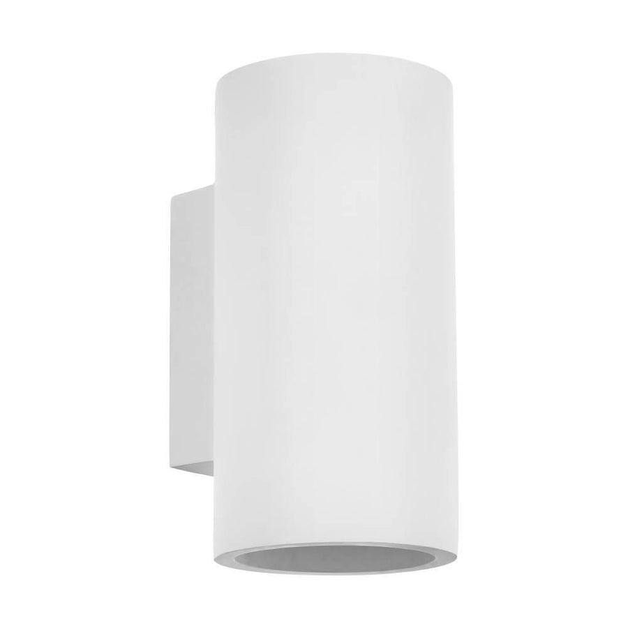 Vue de face de l'applique murale blanche cylindrique sur fond neutre