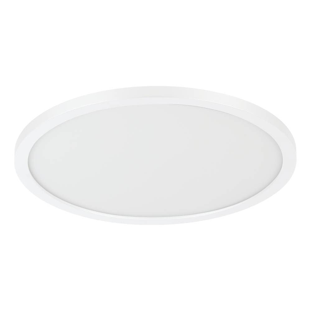 Plafonnier rond blanc de face, montrant le diffuseur et la collerette