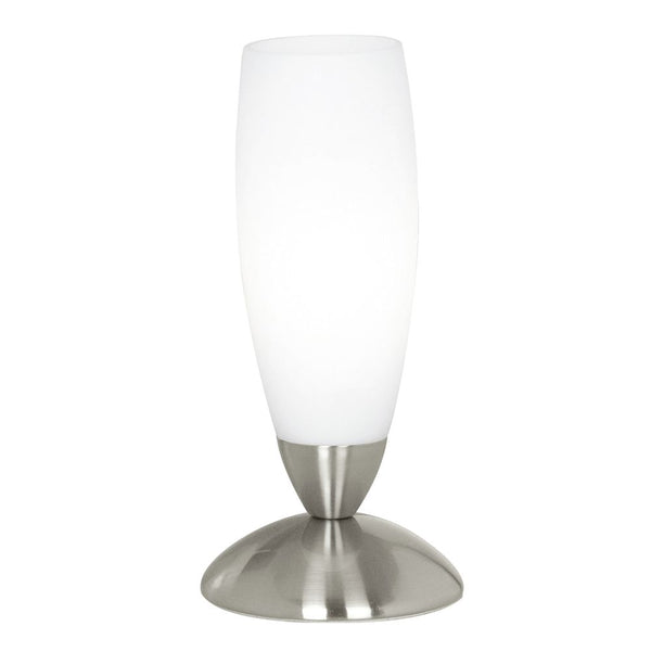 Lampe à poser Slim nickel et blanche mat, verre