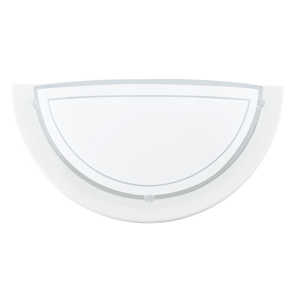 Applique murale demi-lune blanche avec verre transparent vue de face