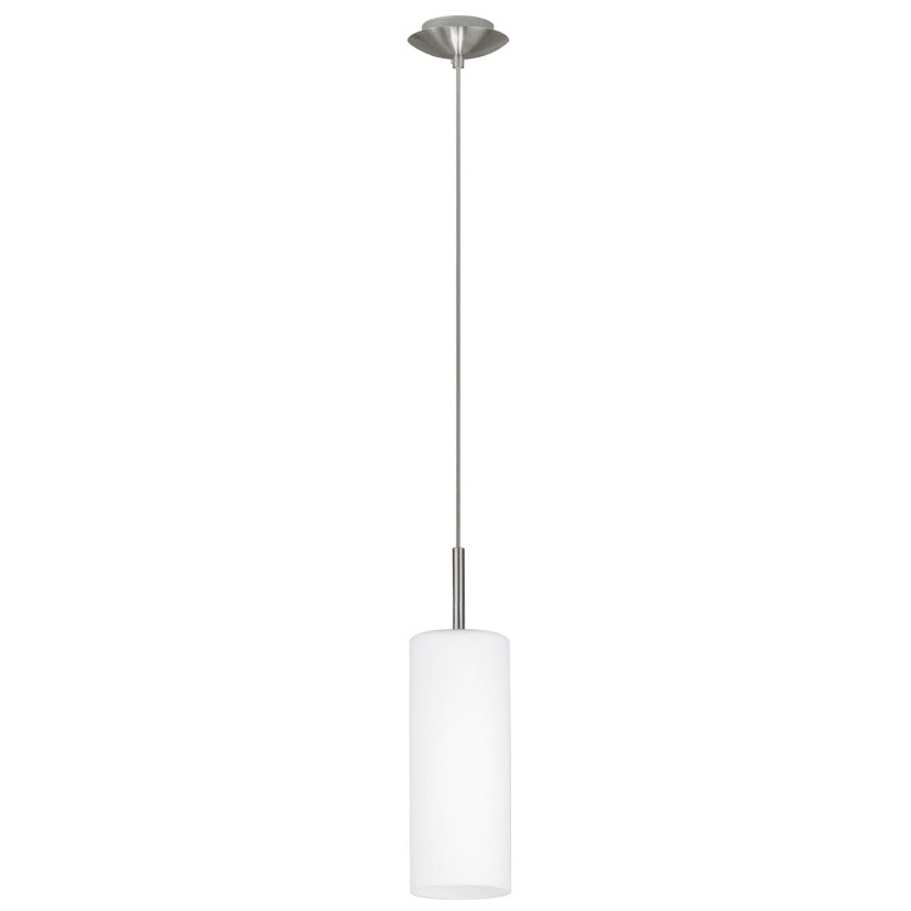 Suspension complète de face avec diffuseur cylindrique blanc et câble métallique fin