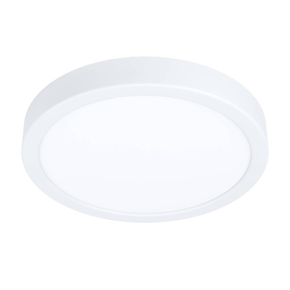 Vue de face du luminaire rond blanc avec diffuseur opaque et cerclage fin