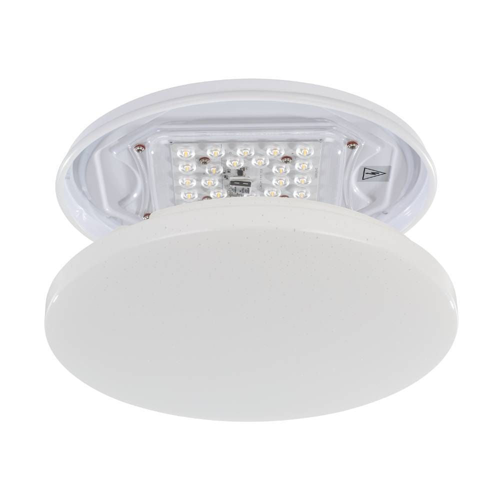 Vue de dessous dévoilant le module LED et le cache blanc clipsé