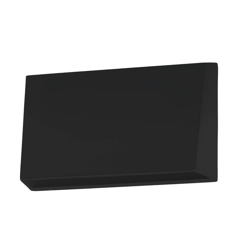 Vue de face de l'applique extérieure noire rectangulaire sur fond blanc