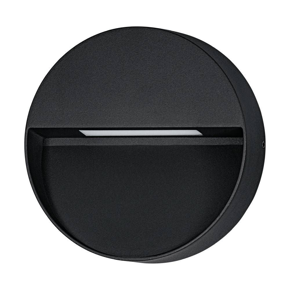 Vue de face de l'applique murale noire avec fente lumineuse centrale.