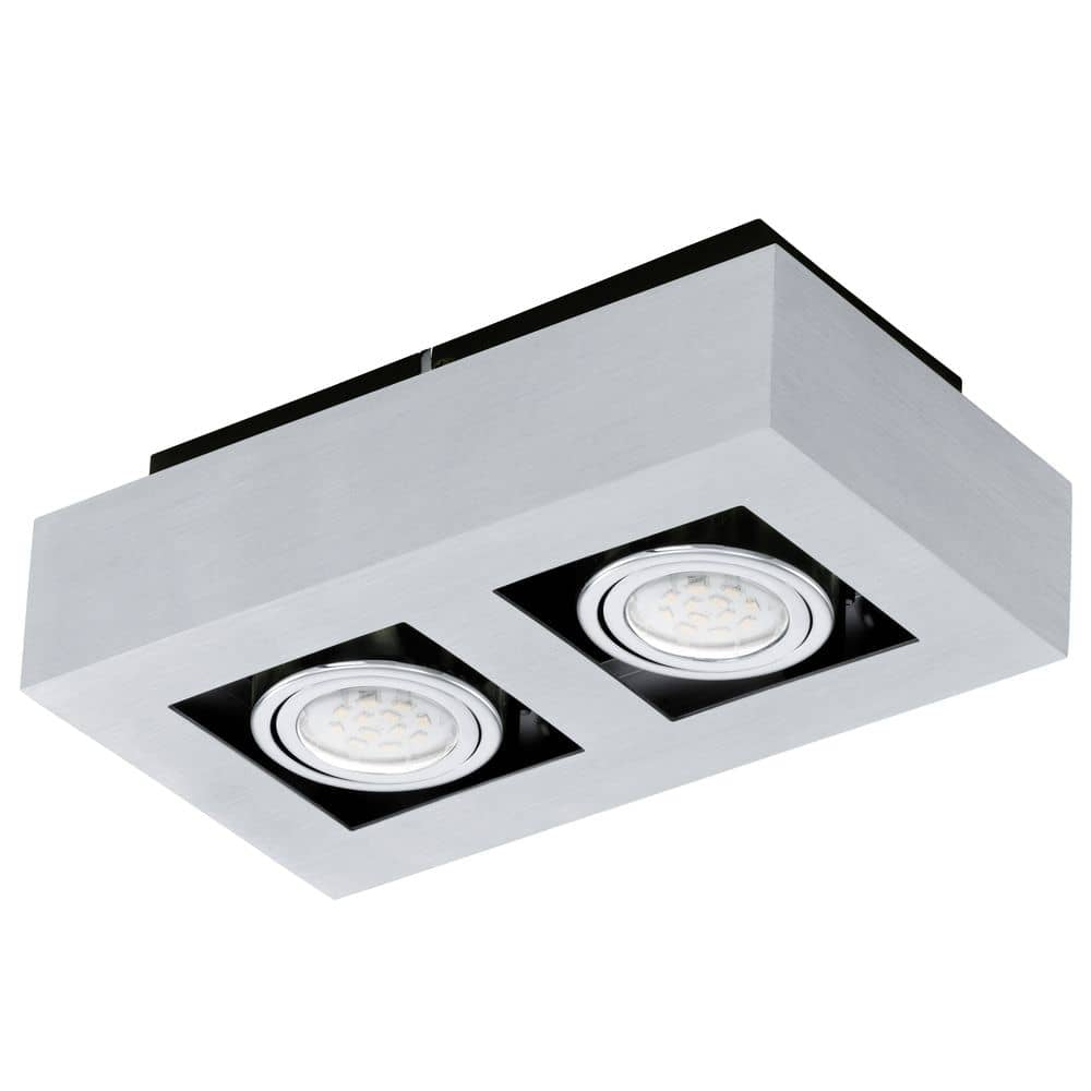 Plafonnier Loke 1 aluminium et noir