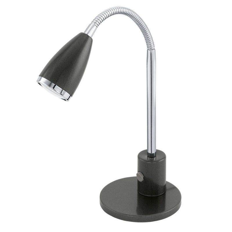 Lampe à poser Fox anthracite et chromée