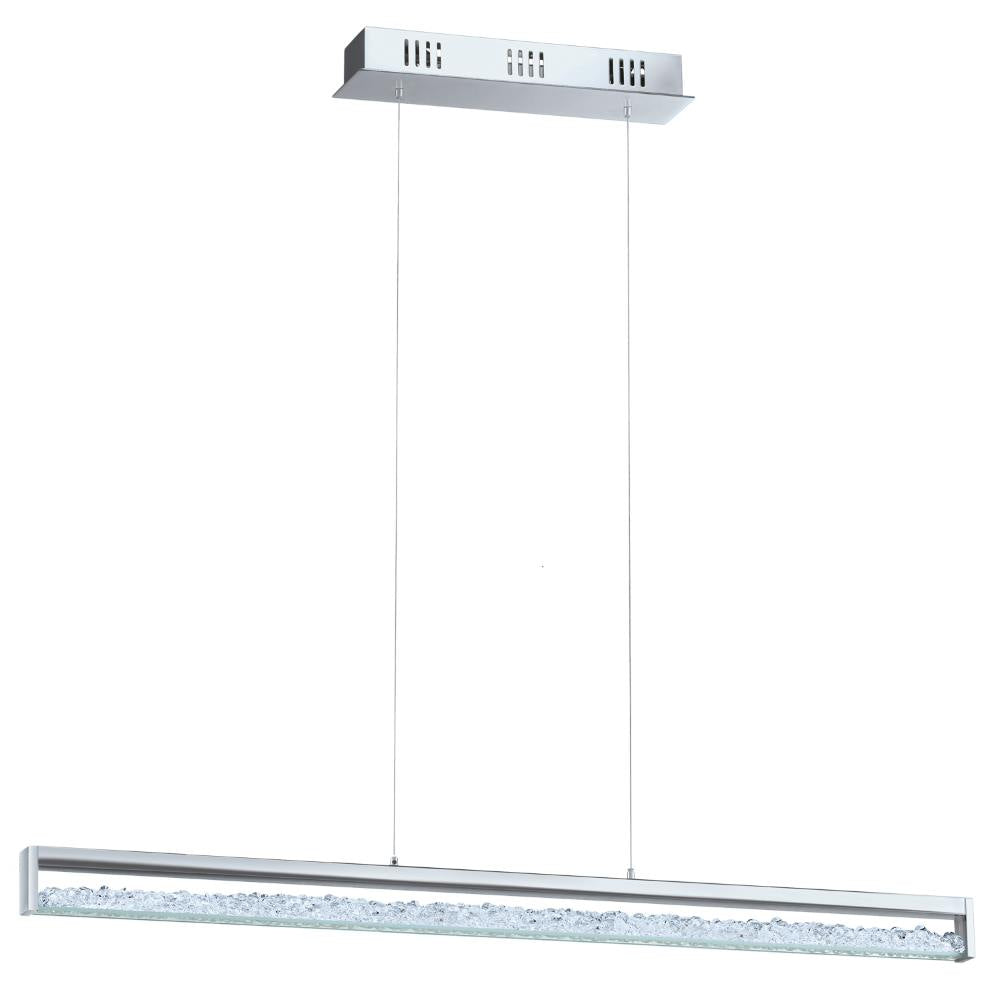 Suspension Cardito 1 chromée et transparente, cristal