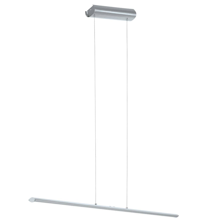 Suspension linéaire en nickel satiné, vue de face sur fond blanc