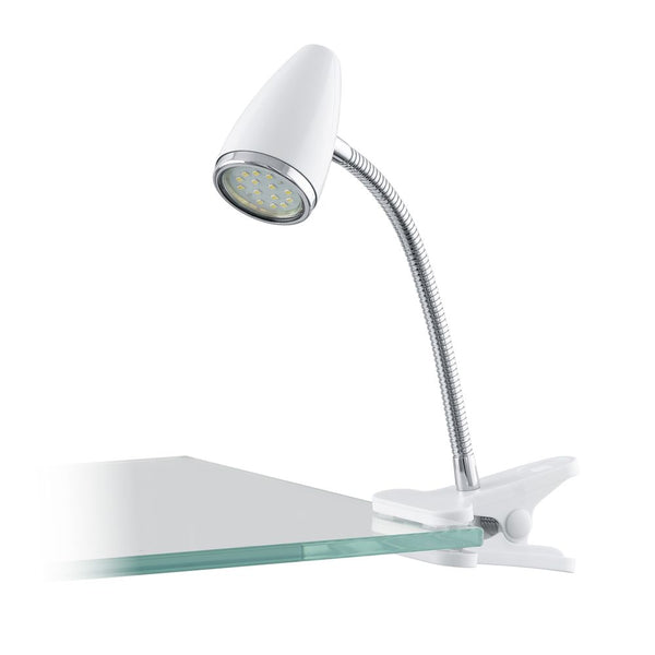 Lampe de bureau Riccio 1 blanche et chromée
