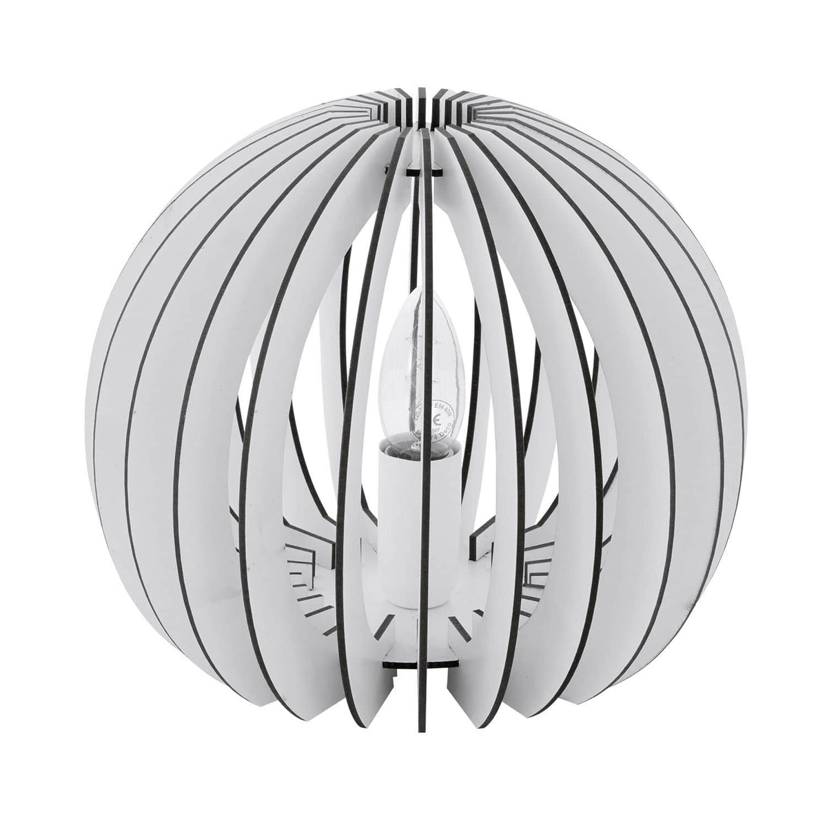 Lampe à poser Cossano bois et blanche, Ø 26 cm