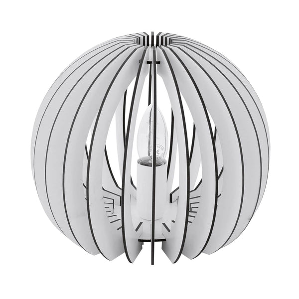 Lampe à poser Cossano bois et blanche, Ø 26 cm