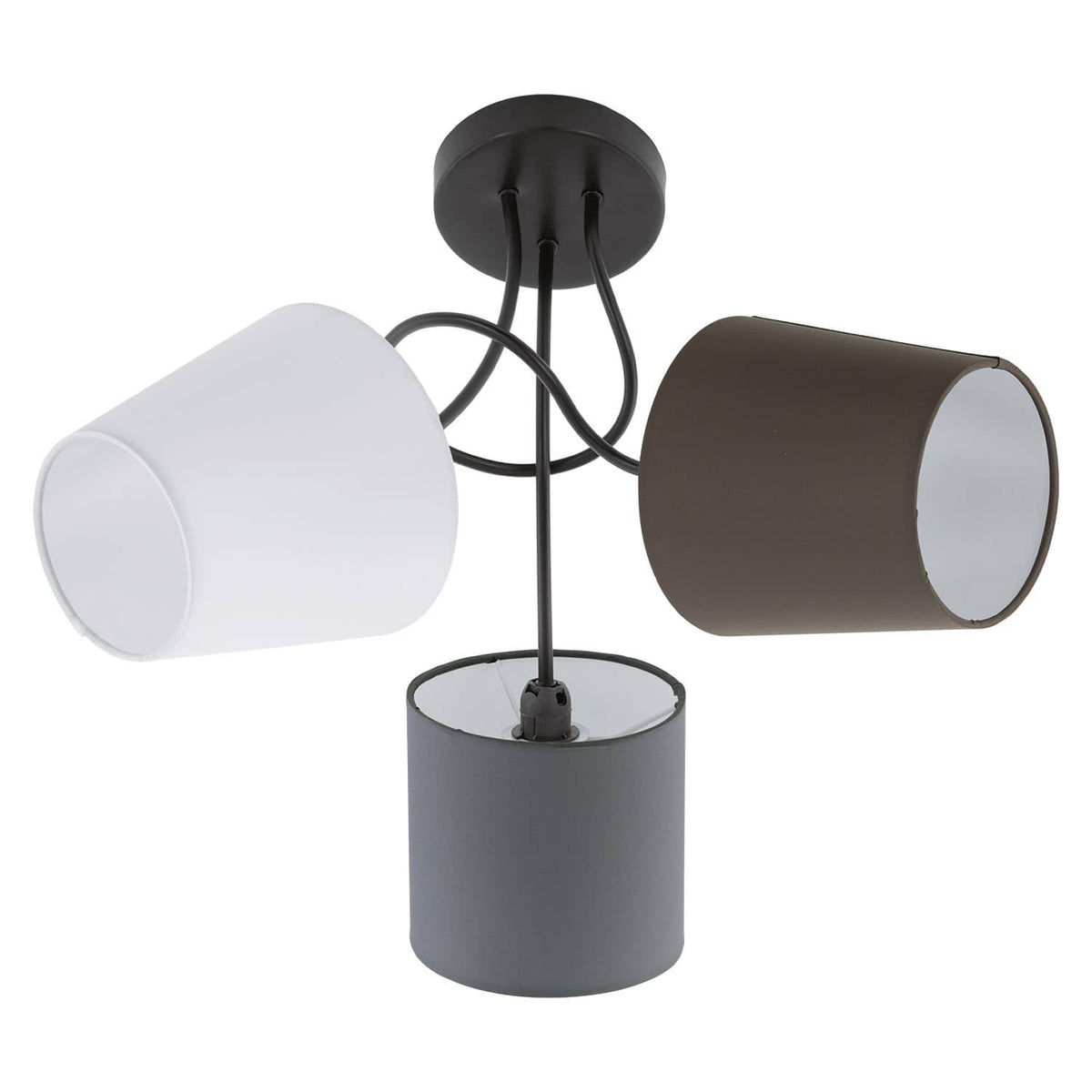 Plafonnier Almeida anthracite et blanc, tissu