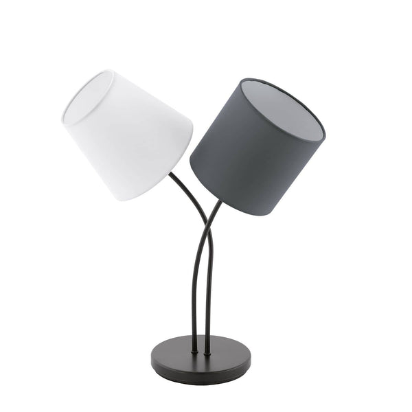 Lampe à poser Almeida blanche et anthracite, tissu