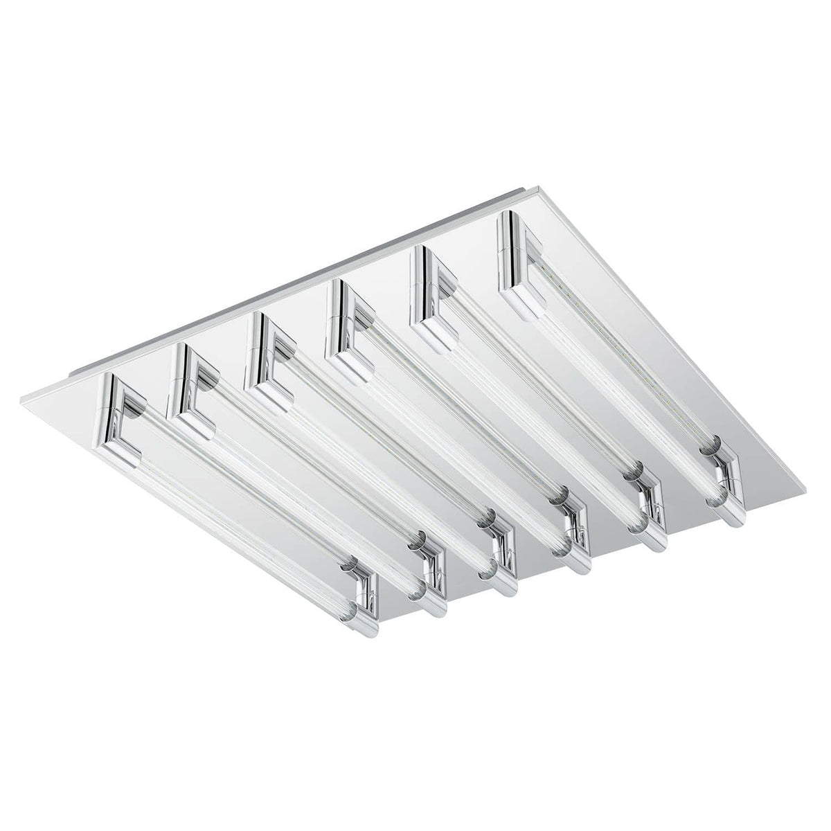 Plafonnier Velarde chromé, verre, L 47 cm