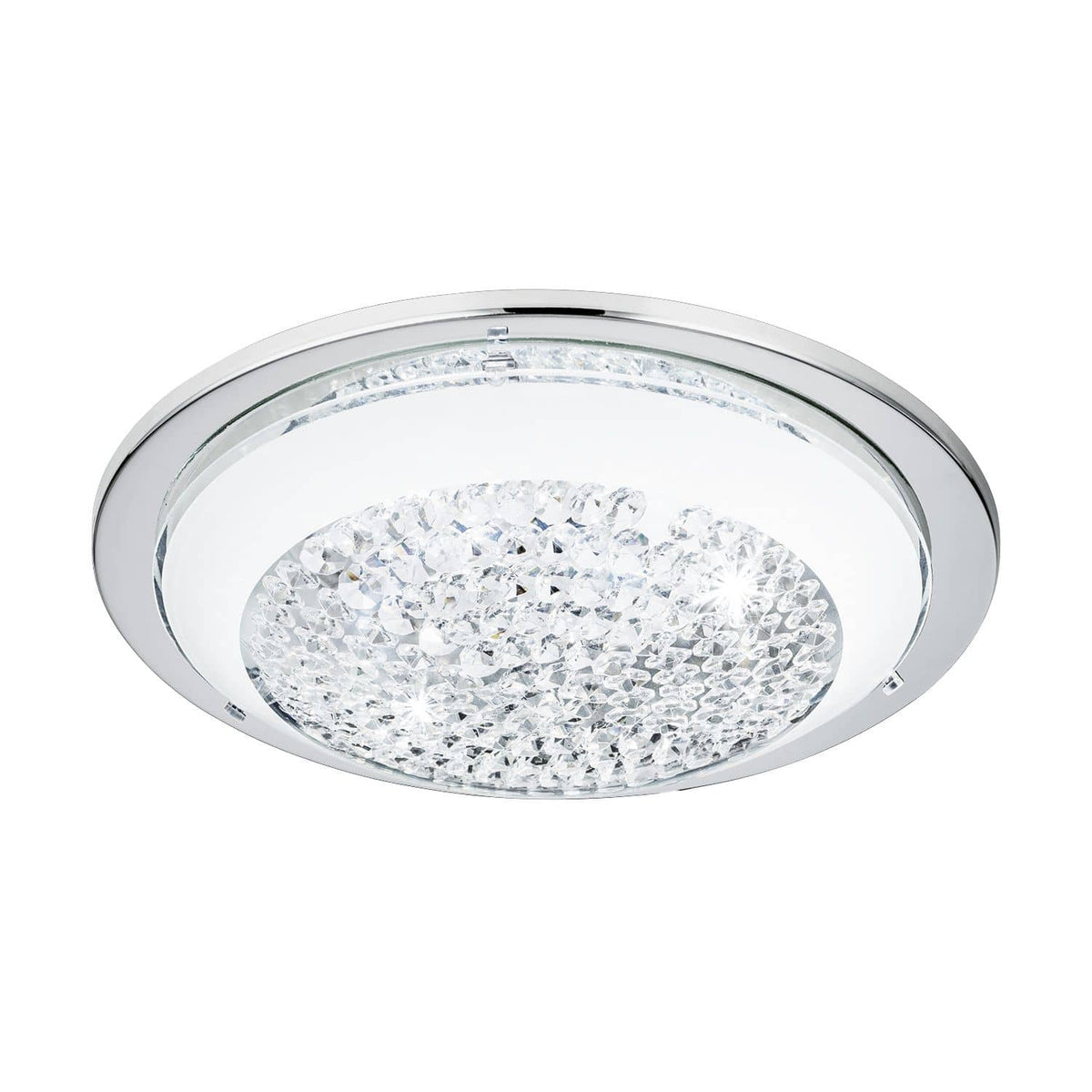 Plafonnier Acolla chromé et blanc, cristal