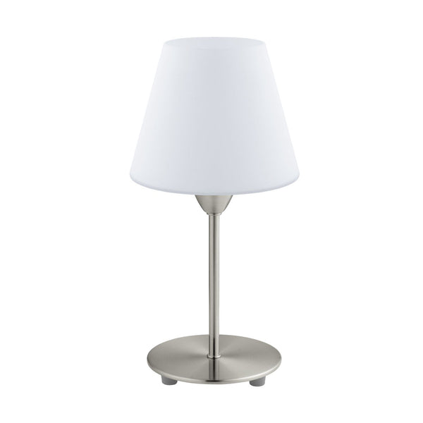 Lampe à poser Damasco 1 nickel satiné, verre