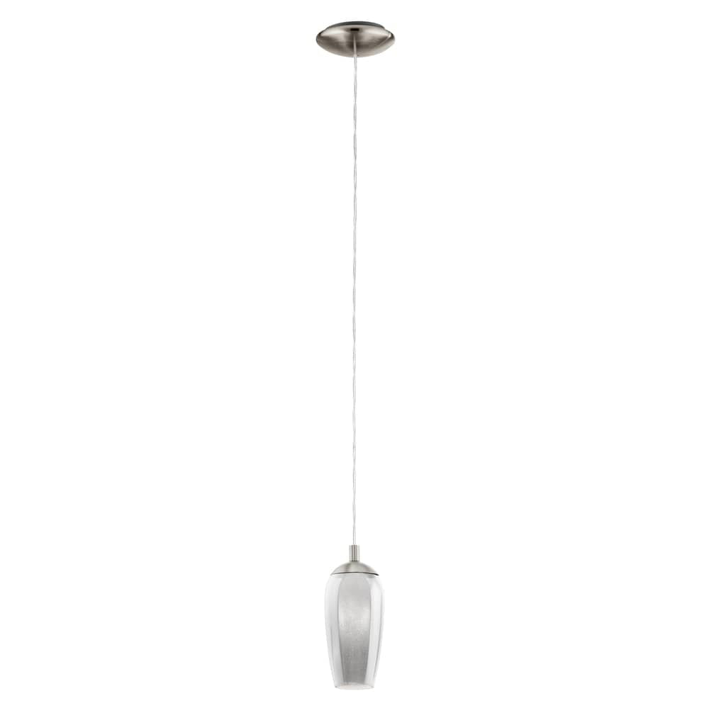 Vue d'ensemble de la suspension nickel, long câble fin et rosace plate fixée haut