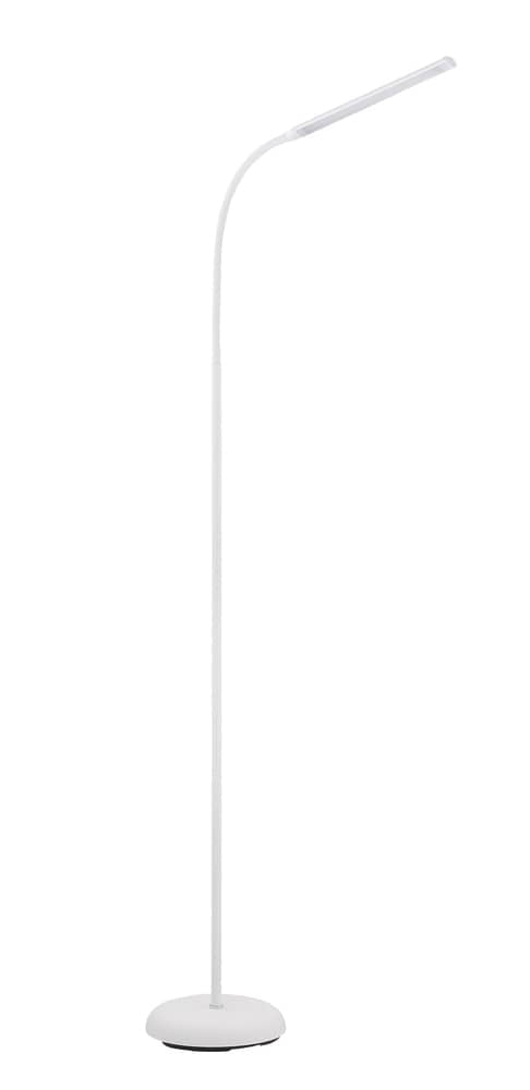Profil du lampadaire blanc, long bras incliné et base ronde