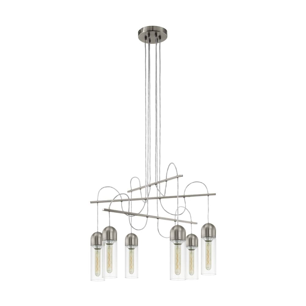 Suspension Zacharo nickel et transparente, verre