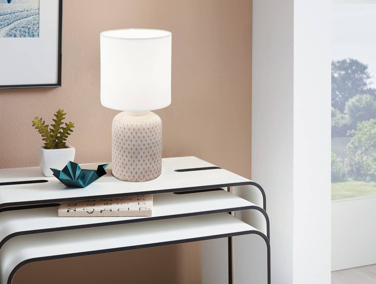 Lampe à poser Bellariva crème et blanche, céramique