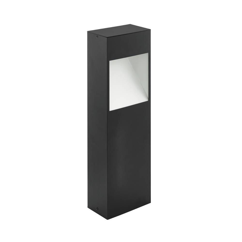 Vue de trois quarts sur fond blanc du luminaire extérieur anthracite avec diffuseur blanc.