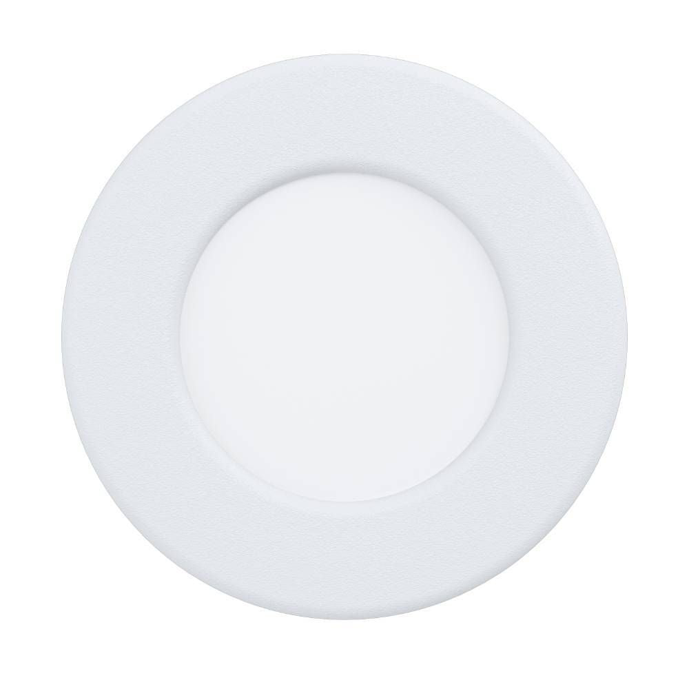 Spot encastrable blanc rond de face sur fond blanc uni