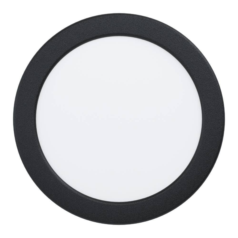 Vue de face du spot rond à bord noir mat et diffuseur blanc opalin