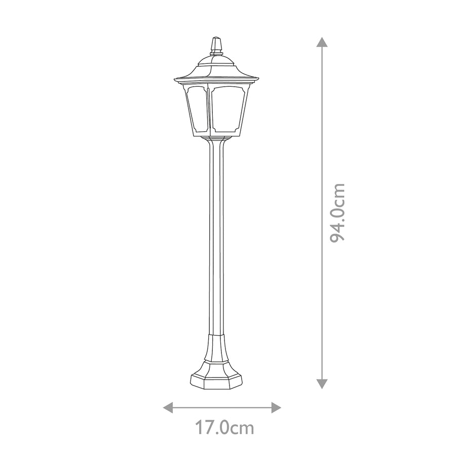 Lampadaire extérieur Chapel noir, verre, H 94 cm