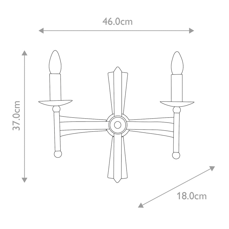 Schéma coté : largeur 46 cm, hauteur 37 cm et profondeur 18 cm