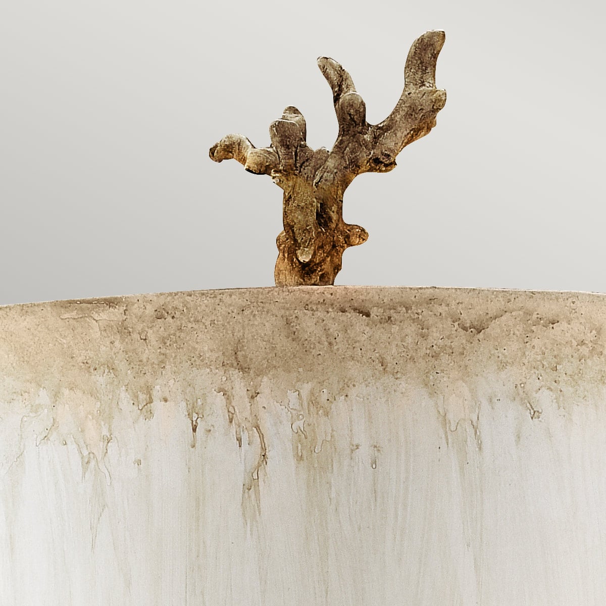 Détail du sommet de l'abat-jour, finial en forme de branche dorée
