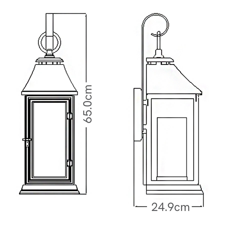 Schéma coté du luminaire avec hauteur et largeur indiquées
