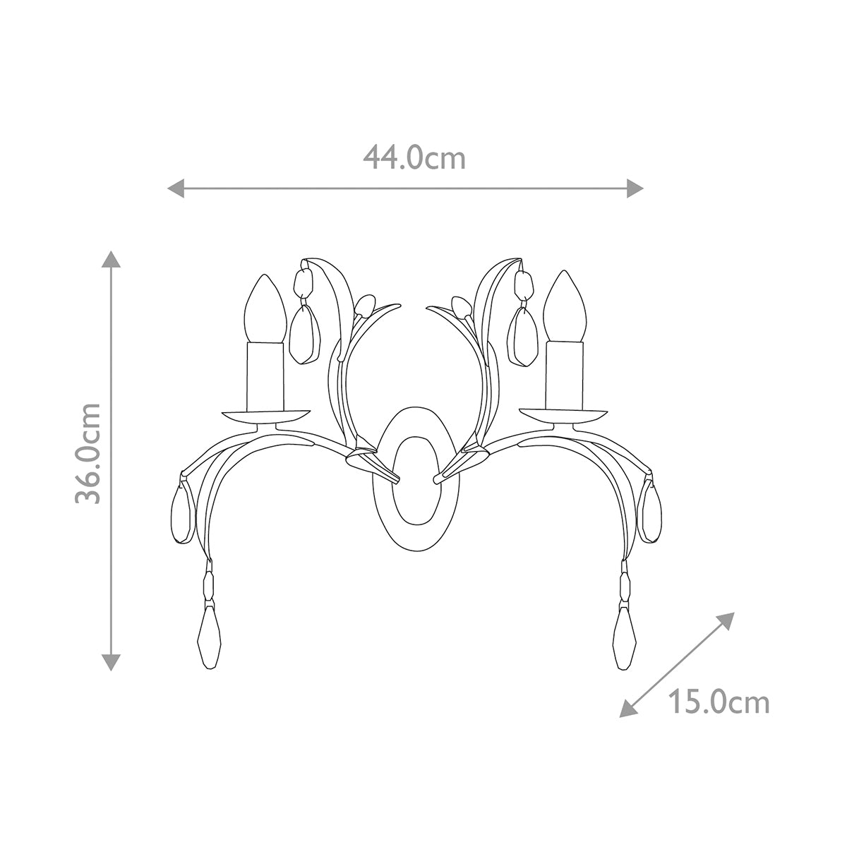 Applique murale Lily 2 lumières bronze, verre