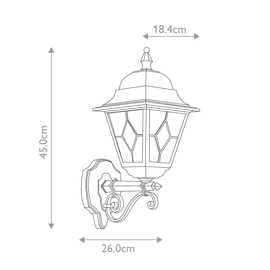 Schéma technique coté de l'applique avec hauteur et largeur indiquées.