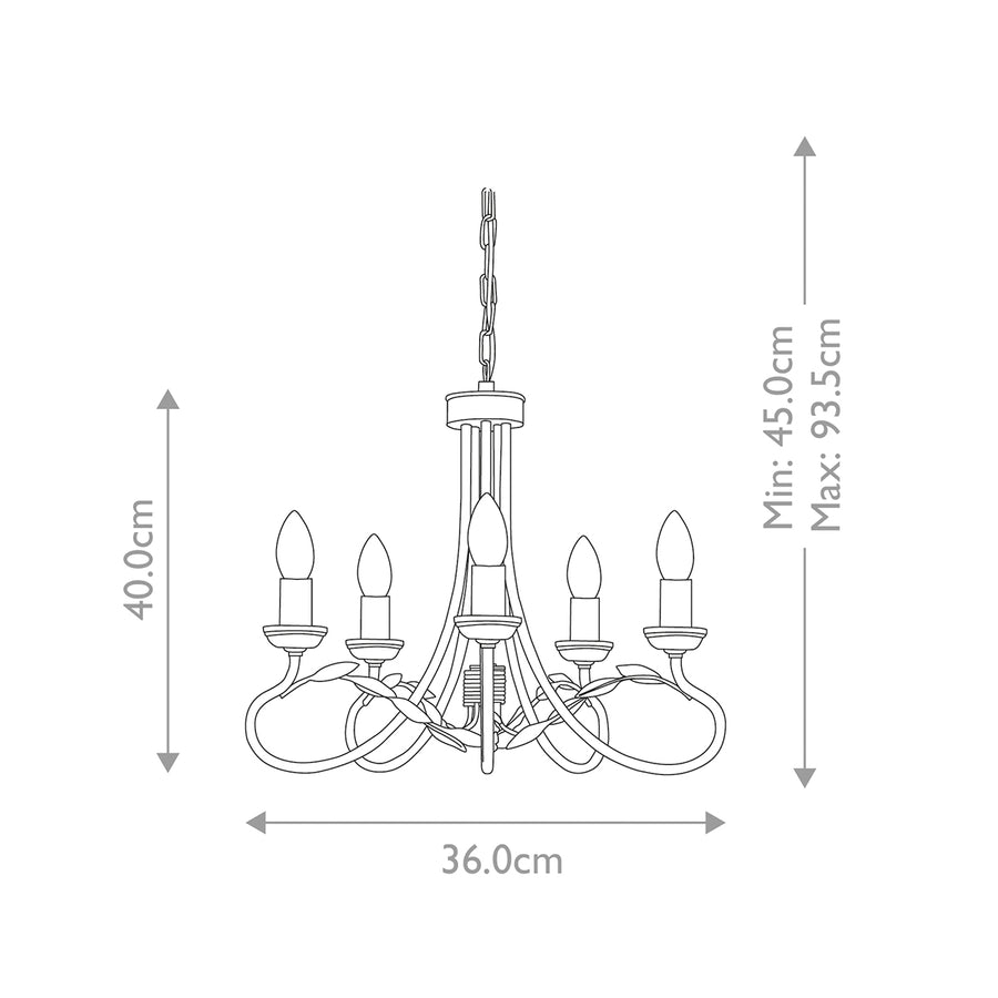 Lustre Olivia 5 lumières crème et doré