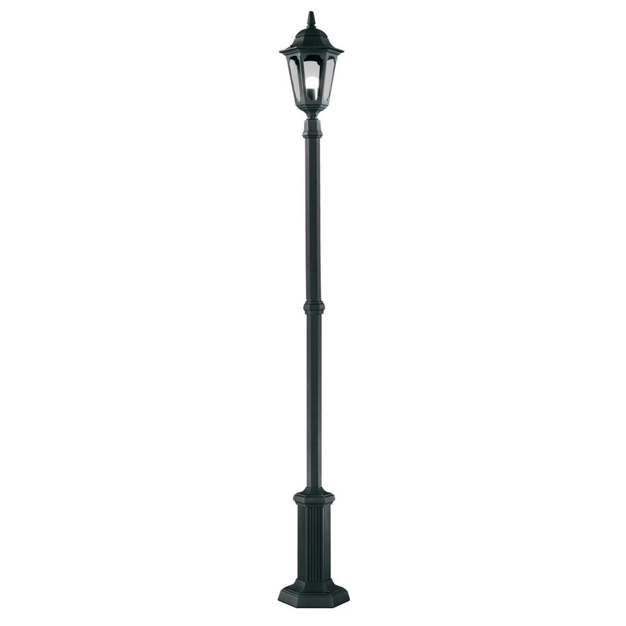 Seconde vue du lampadaire complet, silhouette élancée noire sur fond neutre clair.