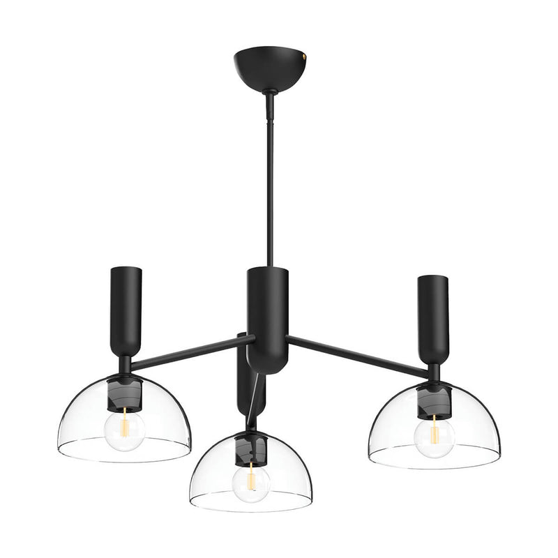 Lustre Jude 3 lumières noir mat et transparent, verre