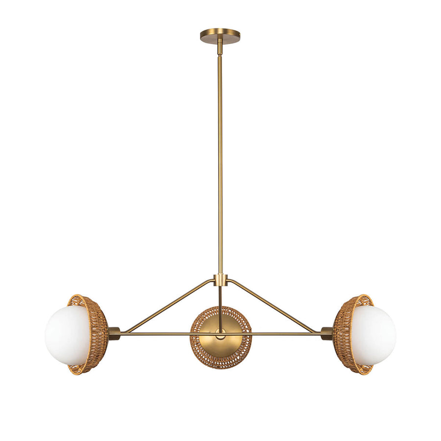 Même suspension éteinte, verre blanc laiteux et structure laiton brossé sur fond clair