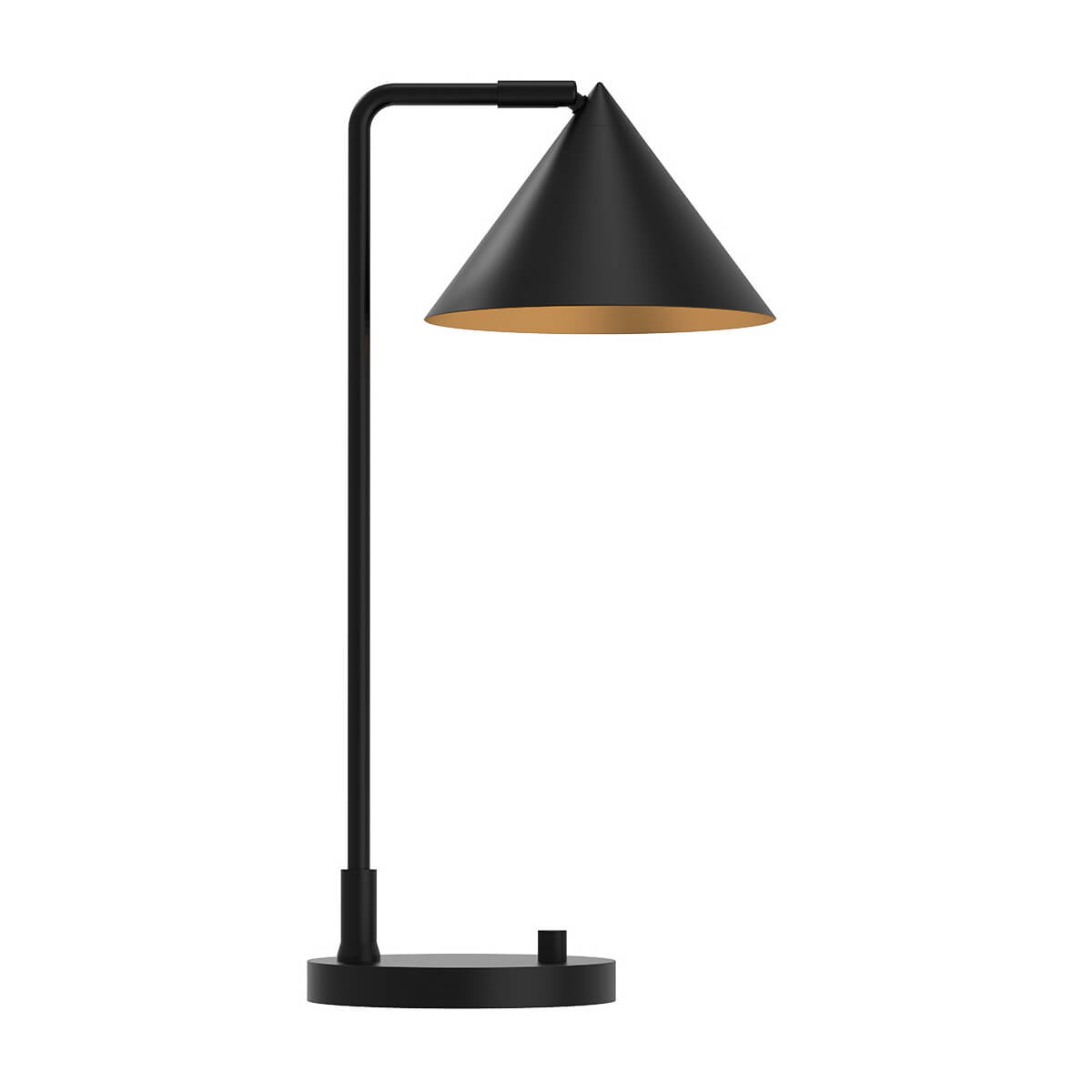 Lampe à poser noire mat avec abat-jour conique et intérieur doré