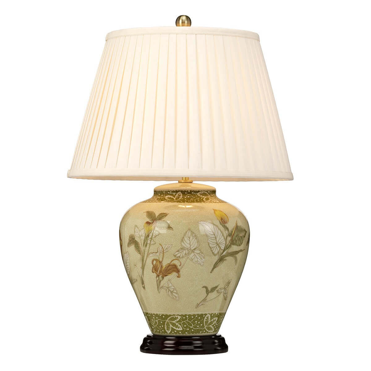 Lampe à poser Arum Lily laiton vieilli et crème, porcelaine