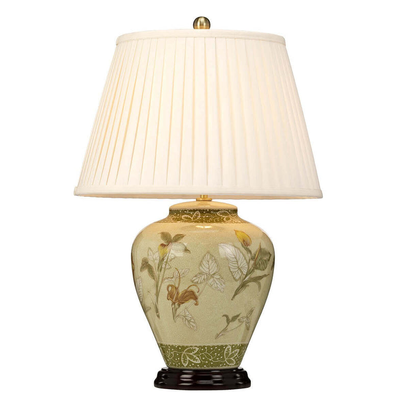 Lampe à poser Arum Lily laiton vieilli et crème, porcelaine