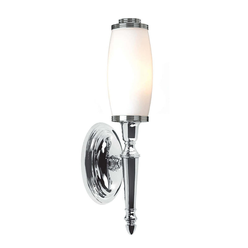 Applique murale Dryden chromée, verre, H 40 cm