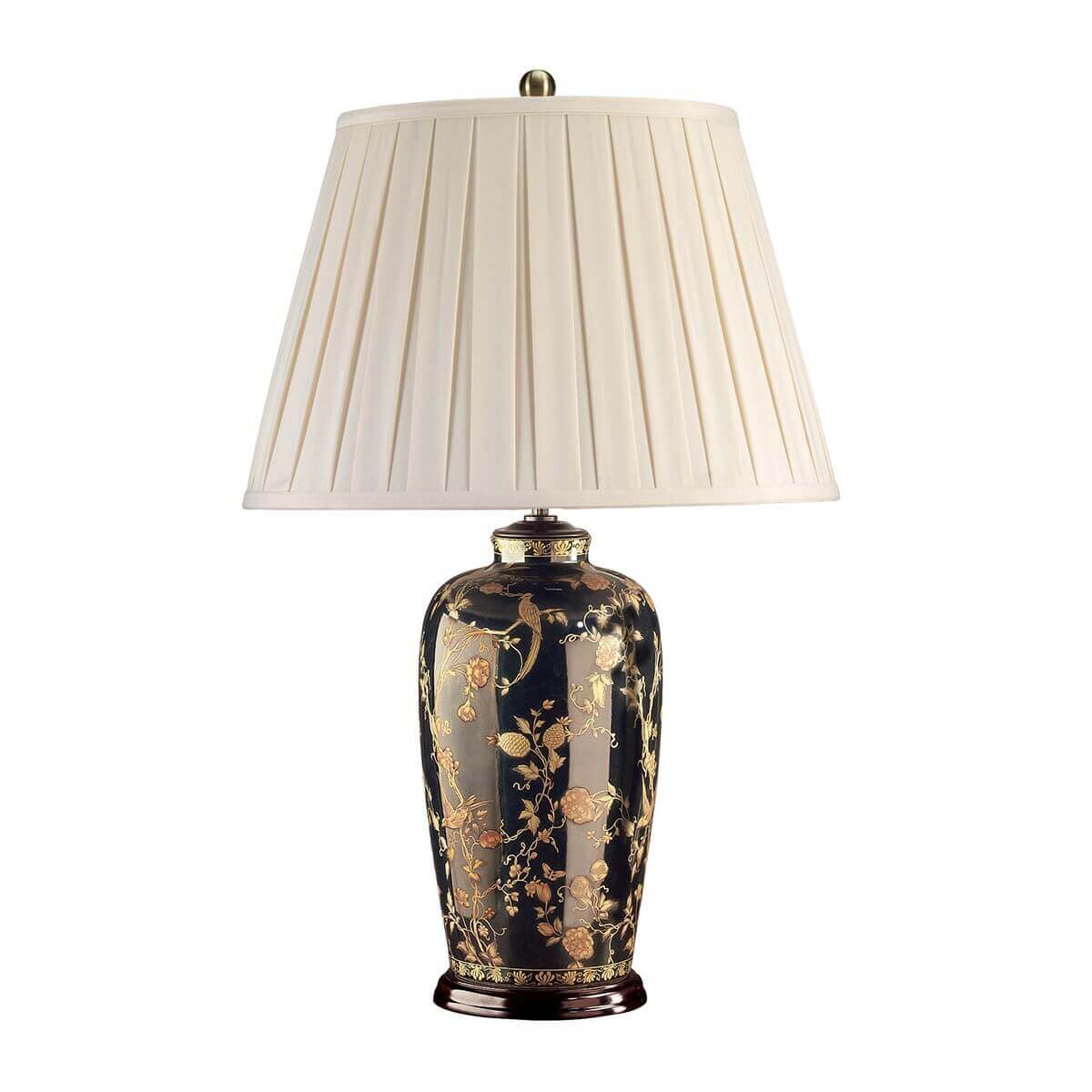 Lampe à poser Black Birds noire et dorée, porcelaine