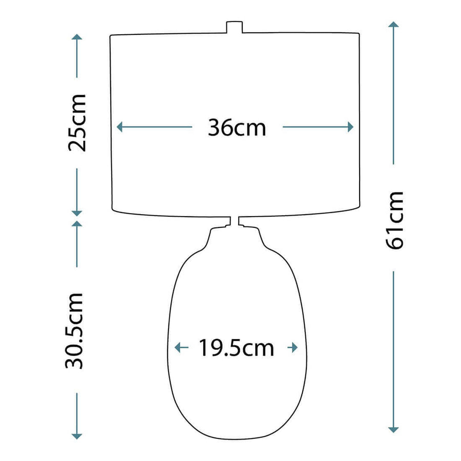 Schéma de dimensions du luminaire, hauteur totale et largeur d'abat-jour.