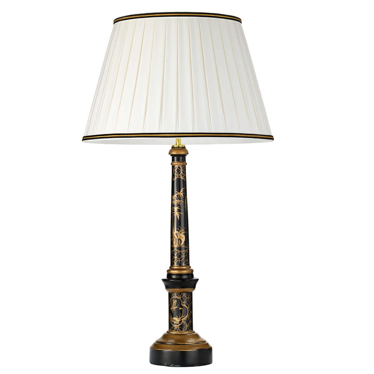 Lampe à poser Strasbourg noire et dorée, bois
