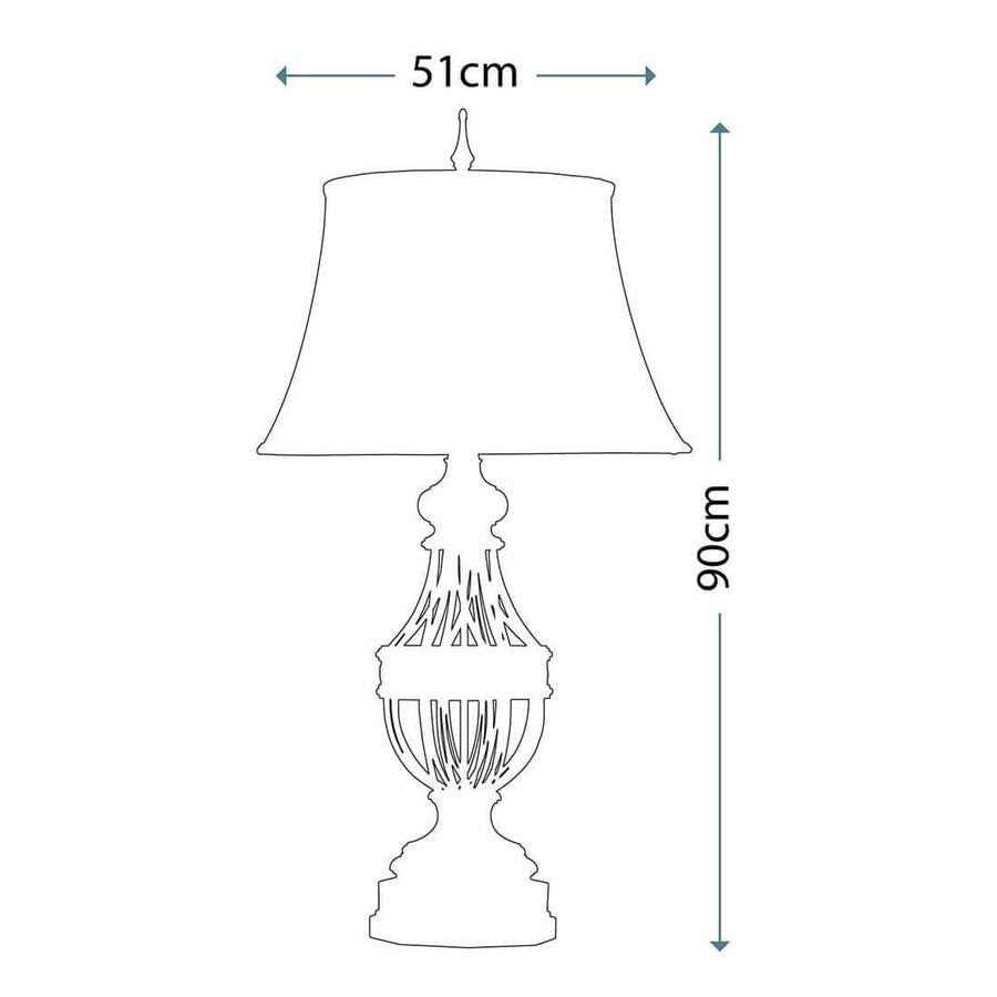 Schéma de dimensions : largeur 51 cm et hauteur totale 90 cm.