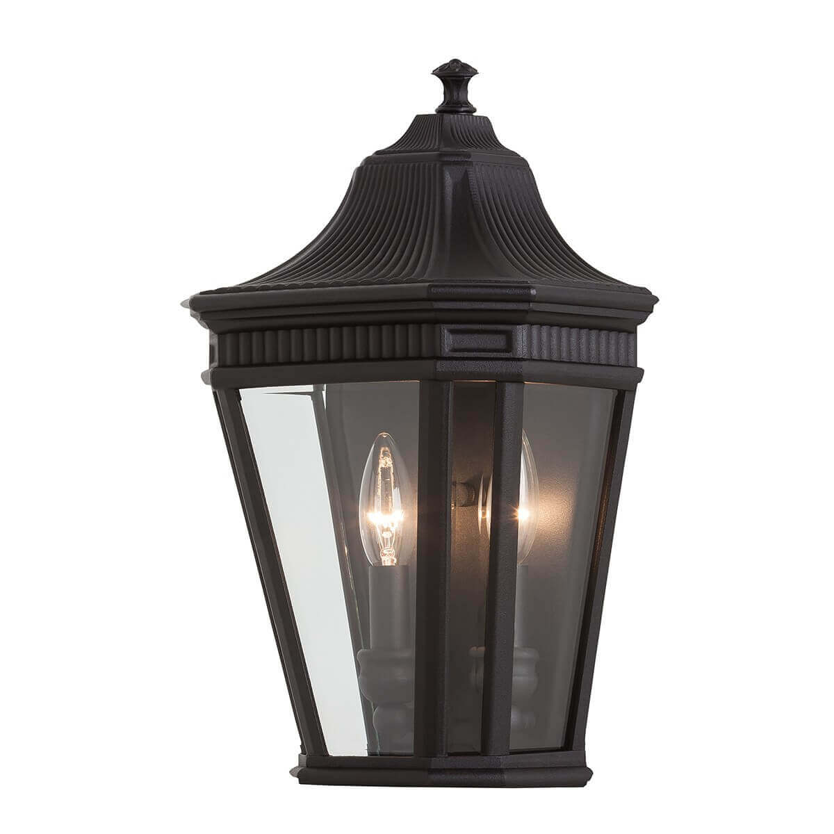 Applique extérieure Cotswold Lane 2 lumières noire, verre, H 40,6 cm