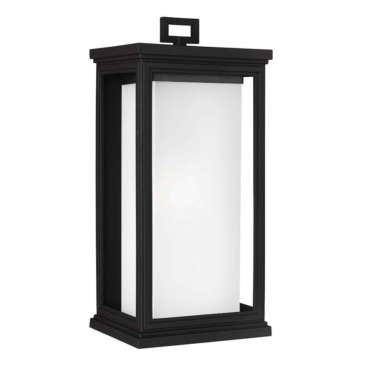 Applique murale noire rectangulaire avec diffuseur blanc, vue de face