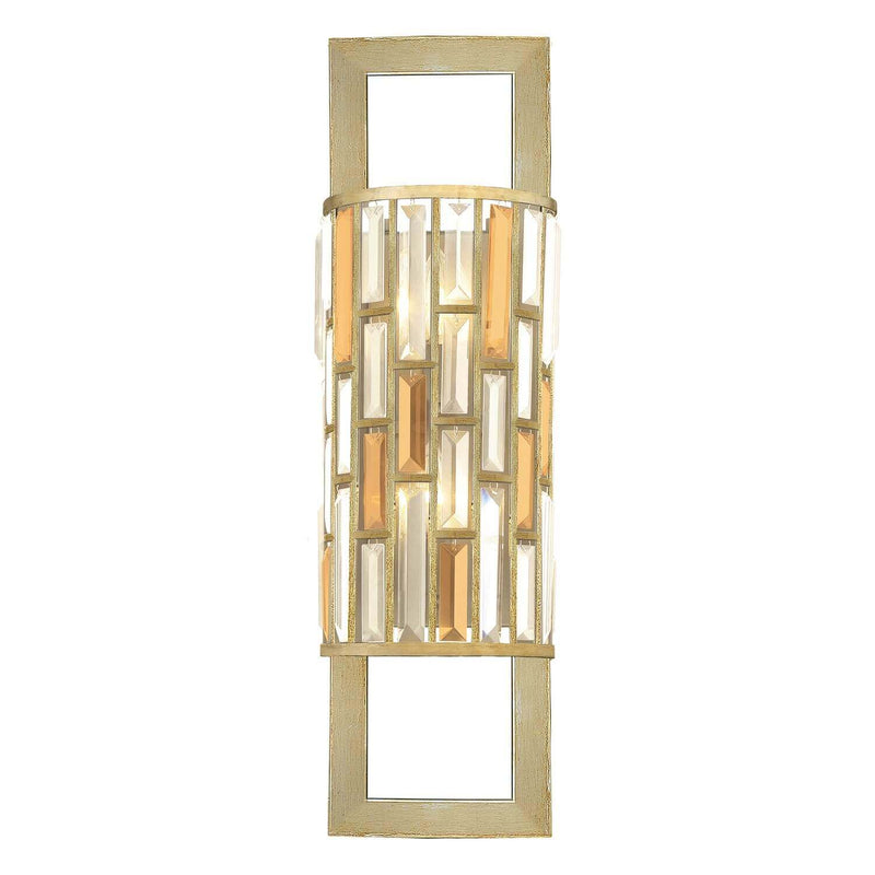 Applique murale Gemma 2 lumières argentée, cristal, H 64,8 cm